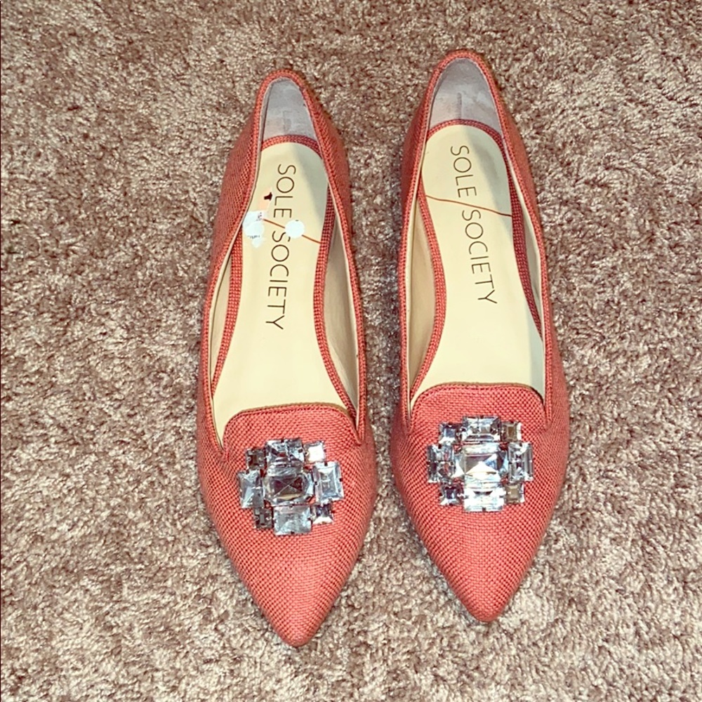 Sole Society Tweed rhinestone flats.